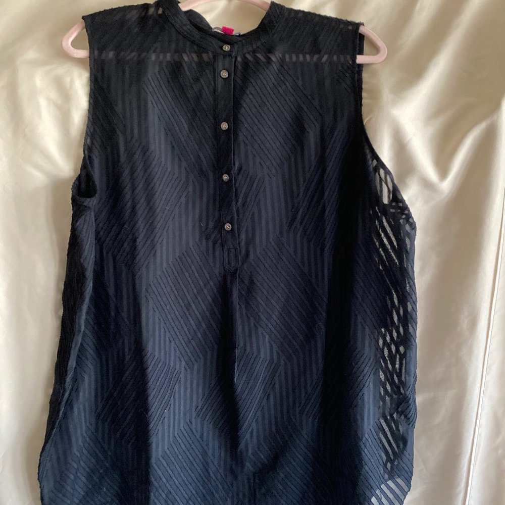 Vince Camuto  button down sleeveless sheer shirt